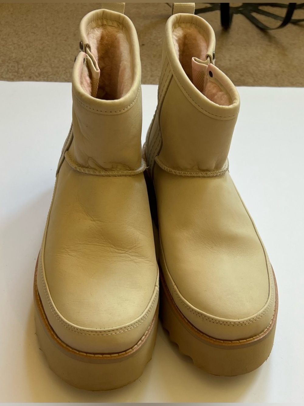 UGG Classic Rebel Biker Mini Boot Bone Size 9